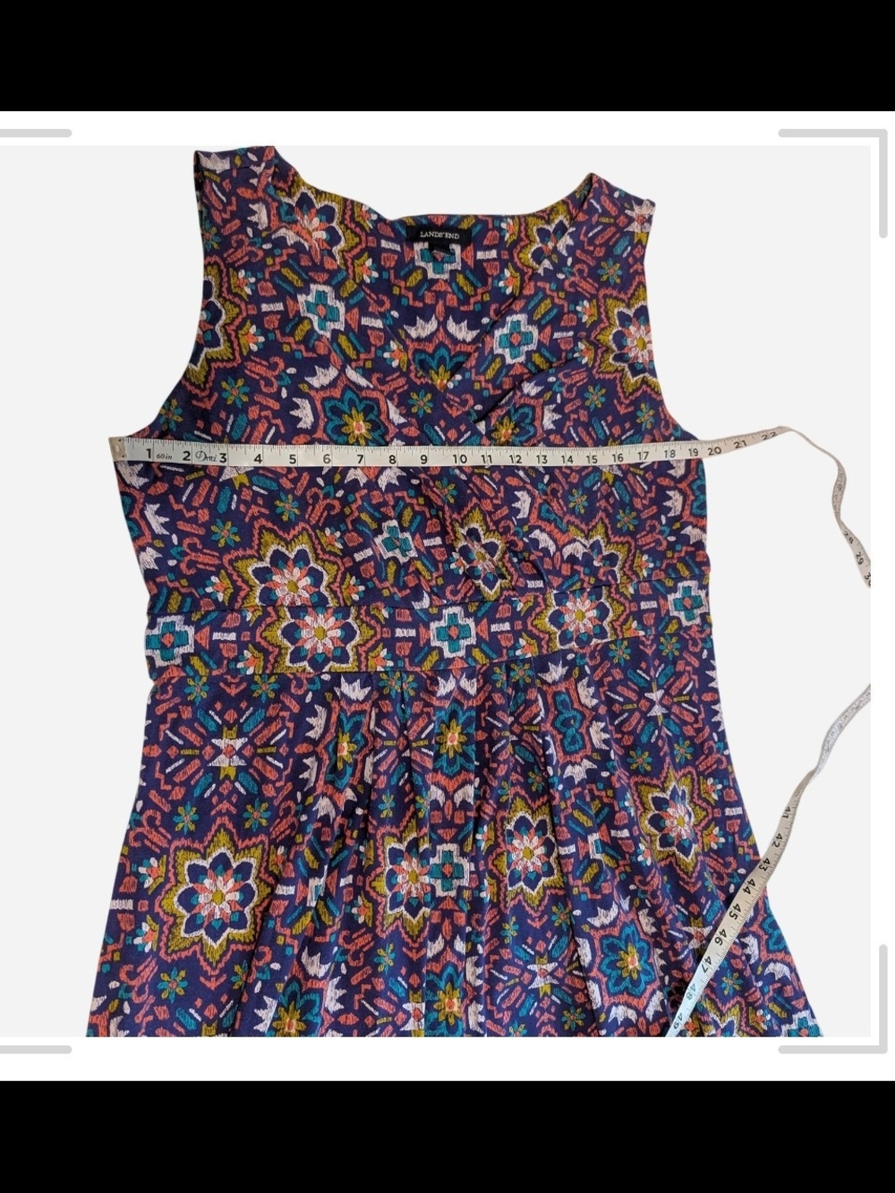 Pre-owned Women Multicolor Floral Mosaic Sleeveless Dress - Picture 3 of 8